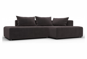 Диван угловой Лига-103 НПБ угол правый SEVEN 727 коричневый (Велюр)