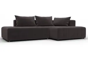 Диван угловой Лига-103 НПБ угол правый SEVEN 727 коричневый (Велюр)