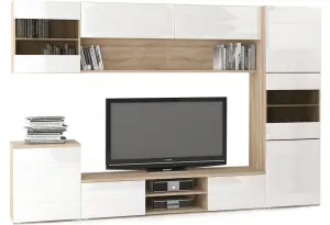 Модульная система Верона Люкс вариант №4 (МДФ/дуб сонома/белый глянец)