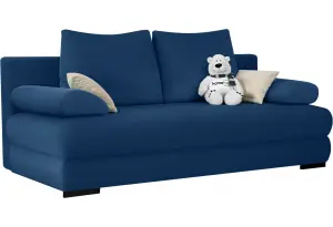 Диван тканевый прямой Фиджи тёмно-синий (Велюр)