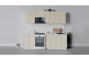 Кухонный гарнитур «Бьянка» длиной 240 см (Белый/Дуб ваниль)