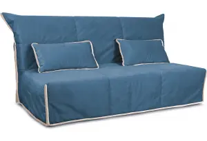 Диван «Крокус» (145х200) Beauty 07 (велюр), синий, кант Beauty 02 (велюр), капучино