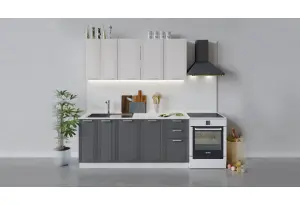 Кухонный гарнитур «Ольга» длиной 180 см (Белый/Белый/Графит)