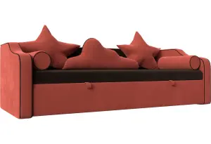 Детский диван-кровать Рико Коричневый/Коралловый (Микровельвет)