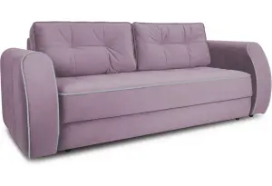Диван «Хьюго» (Fenix Lilac (микровелюр) Лиловый кант Fenix Silver (микровелюр) Светло - серый)