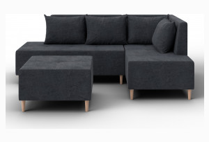 Диван угловой модульный с пуфом Лига-126 угол правый LAIM 26 темно-серый (Велюр)