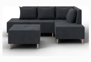 Диван угловой модульный с пуфом Лига-126 угол правый LAIM 26 темно-серый (Велюр)