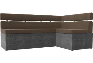 Кухонный угловой диван Классик коричневый/Серый (Рогожка)