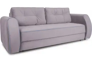 Диван «Хьюго» (Poseidon Pale Lavender (иск.замша) бледно-лавандовый, кант Poseidon Blue Graphite серо-фиолетовый)