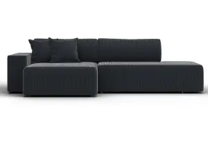 Диван угловой Лига-079 БП угол левый Vertical серый (Велюр)