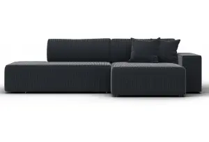 Диван угловой Лига-079 БП угол правый Vertical серый (Велюр)