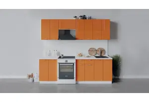 Кухонный гарнитур «Весна» длиной 240 см (Белый/Оранж глянец)