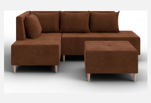 Диван угловой модульный с пуфом Лига-126 угол левый LAIM 14 терракотовый (Велюр)