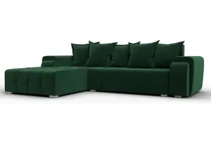 Диван угловой Лига-121 левый угол SEVEN 626 зеленый (Велюр)