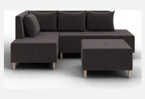 Диван угловой модульный с пуфом Лига-126 угол левый SEVEN 727 коричневый (Велюр)