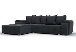 Диван угловой Лига-121 левый угол LAIM 26 темно-серый (Велюр)