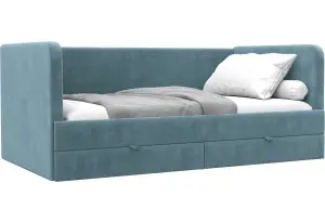 Кровать детская Лига-143 SEVEN 113 бирюзовый (Велюр)