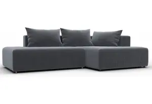 Диван угловой Лига-103 НПБ угол правый SEVEN 17 серый (Велюр)