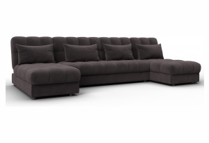 Диван П-образный Лига-116 НПБ SEVEN 727 коричневый (Велюр)