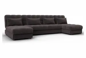 Диван П-образный Лига-116 НПБ SEVEN 727 коричневый (Велюр)