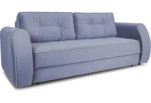 Диван «Хьюго» (Poseidon Blue Graphite (иск.замша) серо-фиолетовый кант Poseidon Grey (иск.замша) серый)