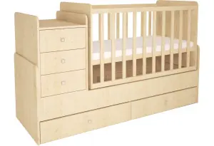 Кроватка-трансформер детская Polini kids Simple 1100 с комодом