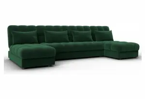 Диван П-образный Лига-116 НПБ SEVEN 626 зеленый (Велюр)
