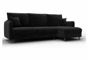 Диван угловой Лига-064 НПБ угол универсальный SEVEN 35 черный (Велюр)