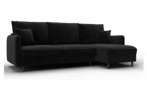 Диван угловой Лига-064 НПБ угол универсальный SEVEN 35 черный (Велюр)