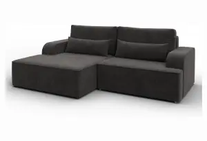 Диван угловой Лига-120 угол левый LAIM 10 темно-коричневый (Велюр)