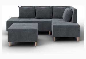 Диван угловой модульный с пуфом Лига-126 угол правый LAIM 23 светло-серый (Велюр)