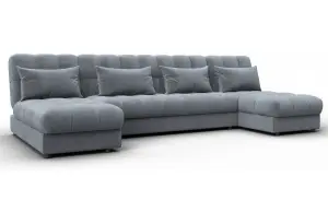 Диван П-образный Лига-116 НПБ TOWER 10 серый (Велюр)