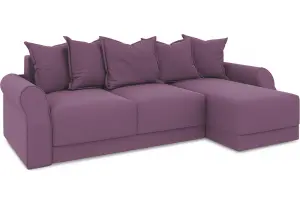 Диван угловой правый «Люксор Т1» (Kolibri Violet (велюр) фиолетовый)