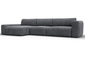 Диван угловой Лига-066 НПБ Лонг угол левый BRUT 16 темно-серый (Велюр)