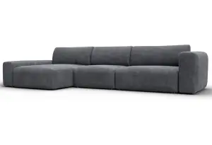 Диван угловой Лига-066 НПБ Лонг угол левый BRUT 16 темно-серый (Велюр)