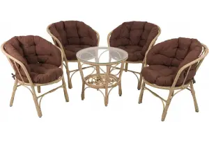 Комплект мебели из искусственного ротанга с коричневыми подушками