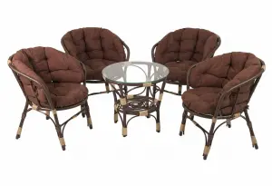 Комплект мебели из полиротанга Багама с коричневыми подушками