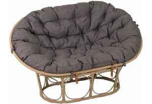 Диван Мамасан, искусственный ротанг, подушка серая