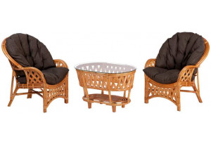 Черчилль Дуэт с овальным столом, подушки коричневые