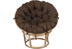 Кресло Папасан, искусственный ротанг, подушка коричневая