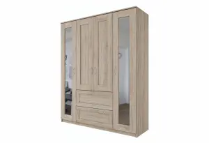 Шкаф комбинированный Сириус 4 двери, 2 ящика, 2 зеркала, дуб сонома