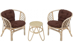 Кофейный комплект с креслами Багама (подушки коричневые)