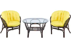 Багама Дуэт с желтыми подушками (стол овальный)