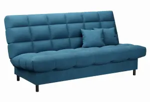 ЮТА Диван прямой синий ППУ, с черными ножками