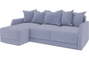 Диван угловой левый «Люксор Slim Т1» (Poseidon Blue Graphite (иск.замша) серо-фиолетовый)