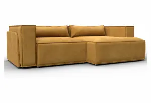 Диван угловой Лига-061 угол правый BRUT 10 желтый (Велюр)