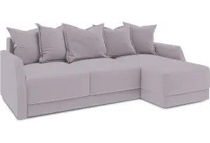 Диван угловой правый «Люксор Slim Т1» (Poseidon Pale Lavender (иск.замша) бледно-лавандовый)