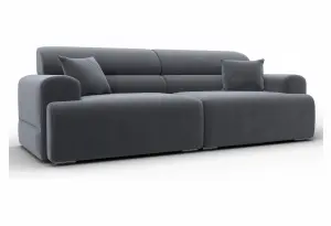 Диван прямой Лига-109 НПБ SEVEN 17 серый (Велюр)