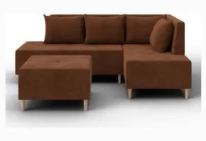 Диван угловой модульный с пуфом Лига-126 угол правый LAIM 14 терракотовый (Велюр)