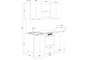 Кухонный гарнитур «Лина» длиной 200 см со шкафом НБ (Комплект №4)